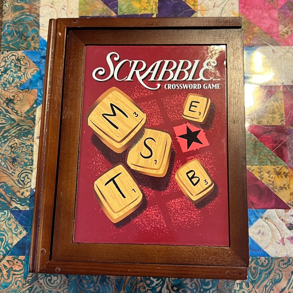 Parker Brothers Scrabble Vintage Board Game Collection Wooden Book Case